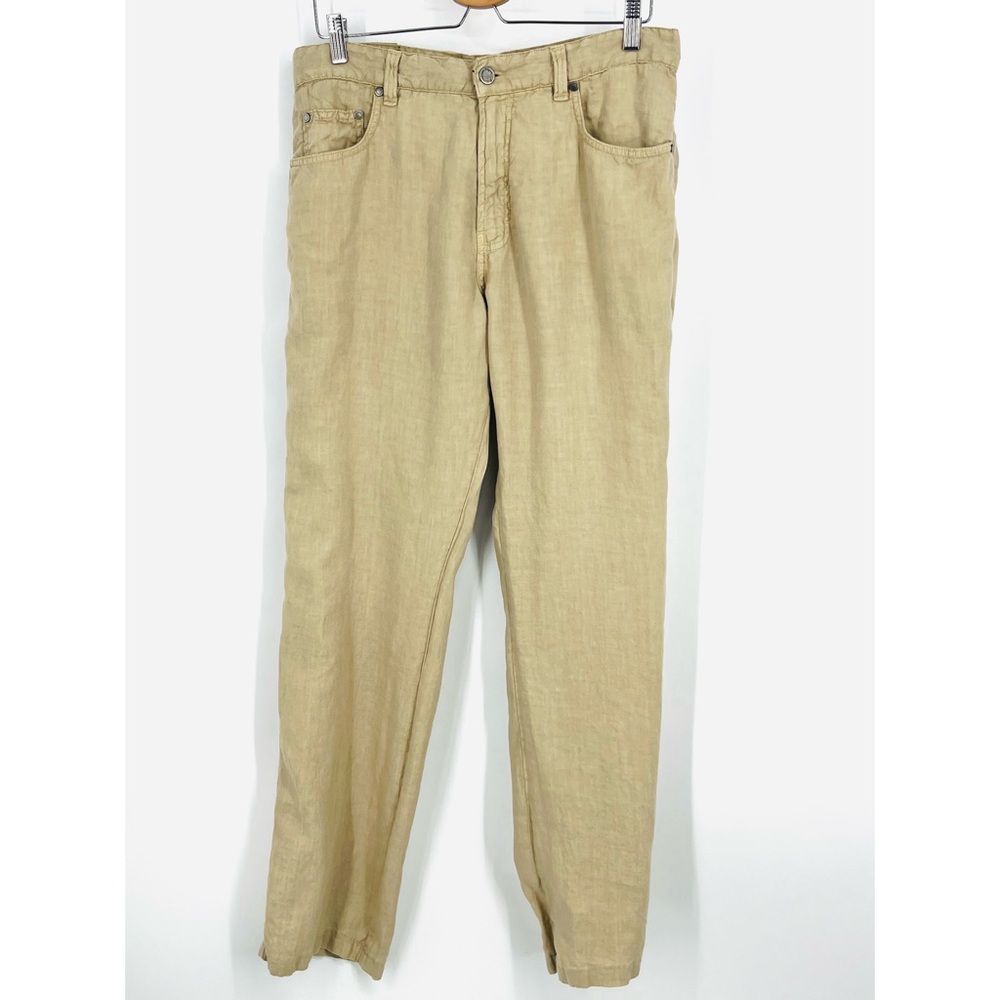 Ermenegildo Zegna 34 Tan Linen Pants